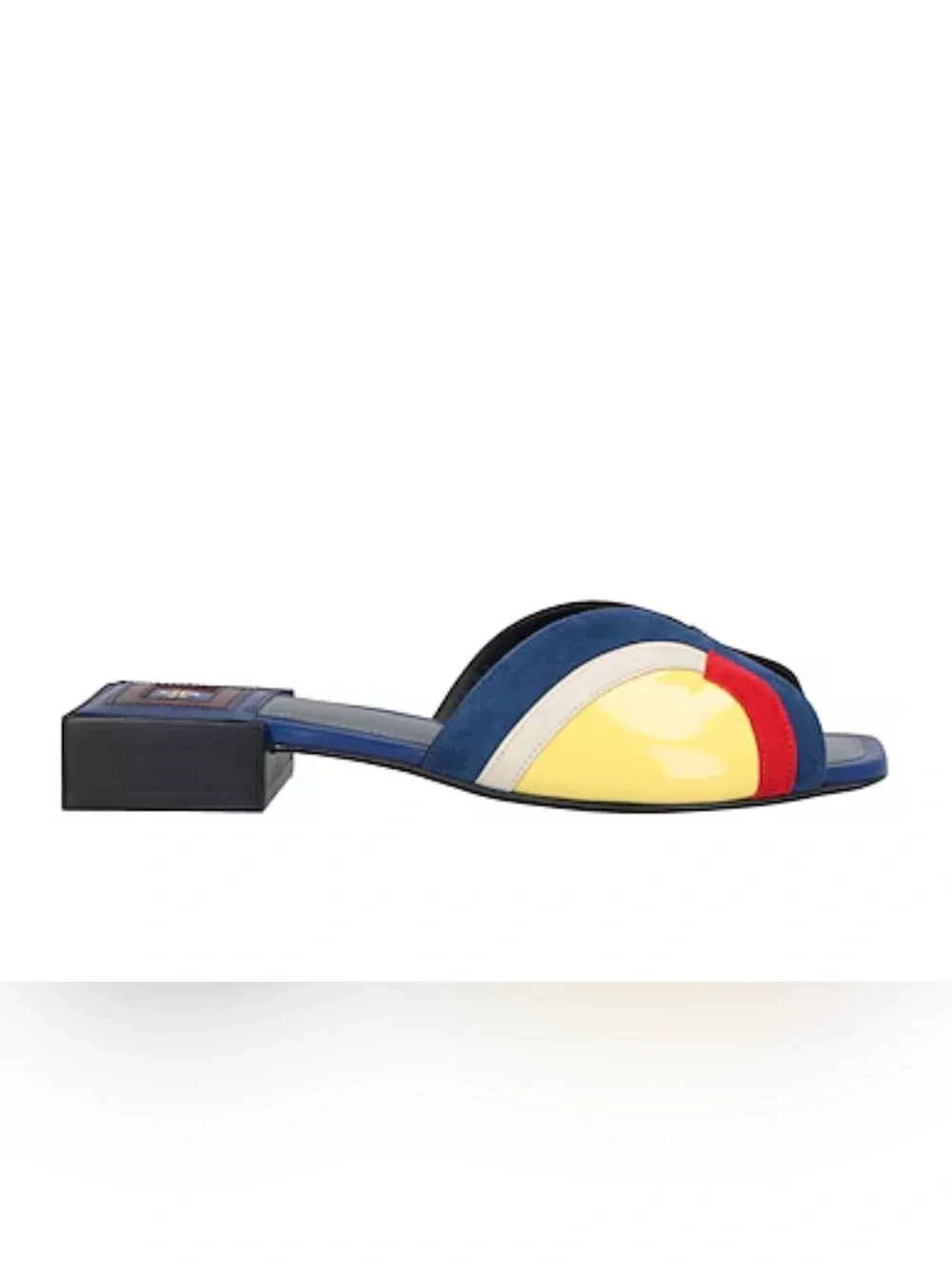 Tory Burch Multicolor Marquetry Leather Colorblock Slide Mules size S. Like new.